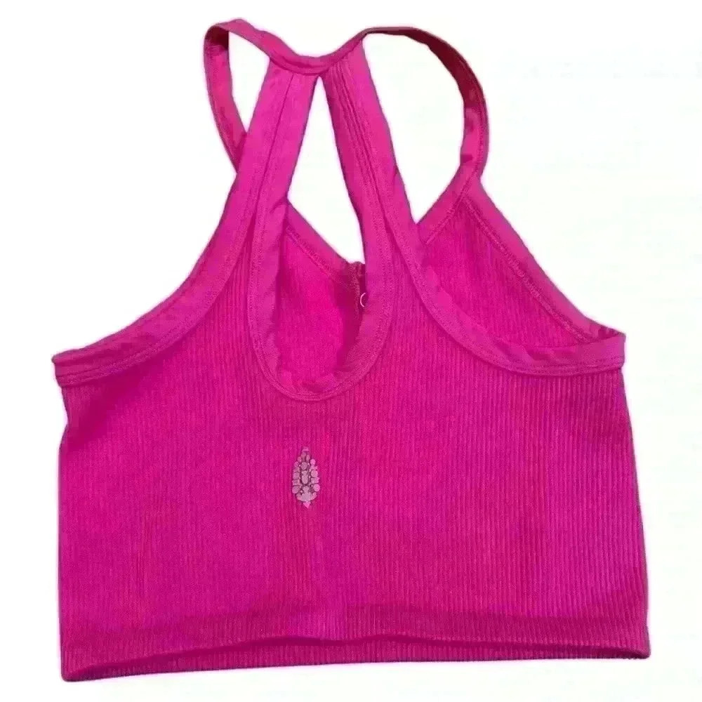 Free People Movement Magenta Free Throw Henley Crop Tank Size Small - Picture 5 of 9